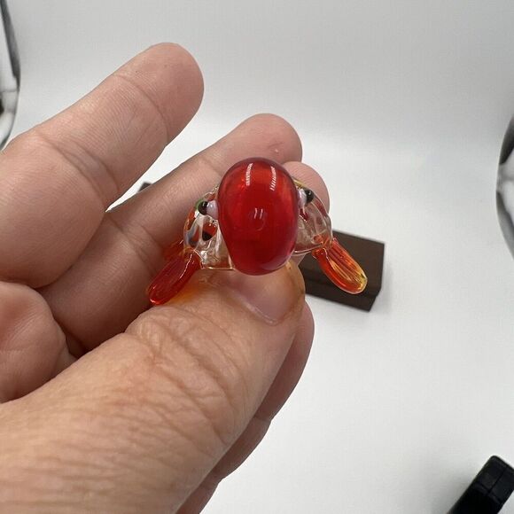 MINIATURE Art GLASS Red Turtle FIGURINE Multicolor Tiny Collectible Trinket - Picture 4 of 7